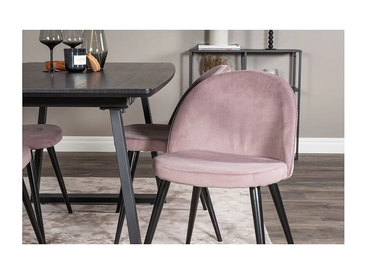 Chaises à manger lot de 2 Velvet noir et rose poussiéreux