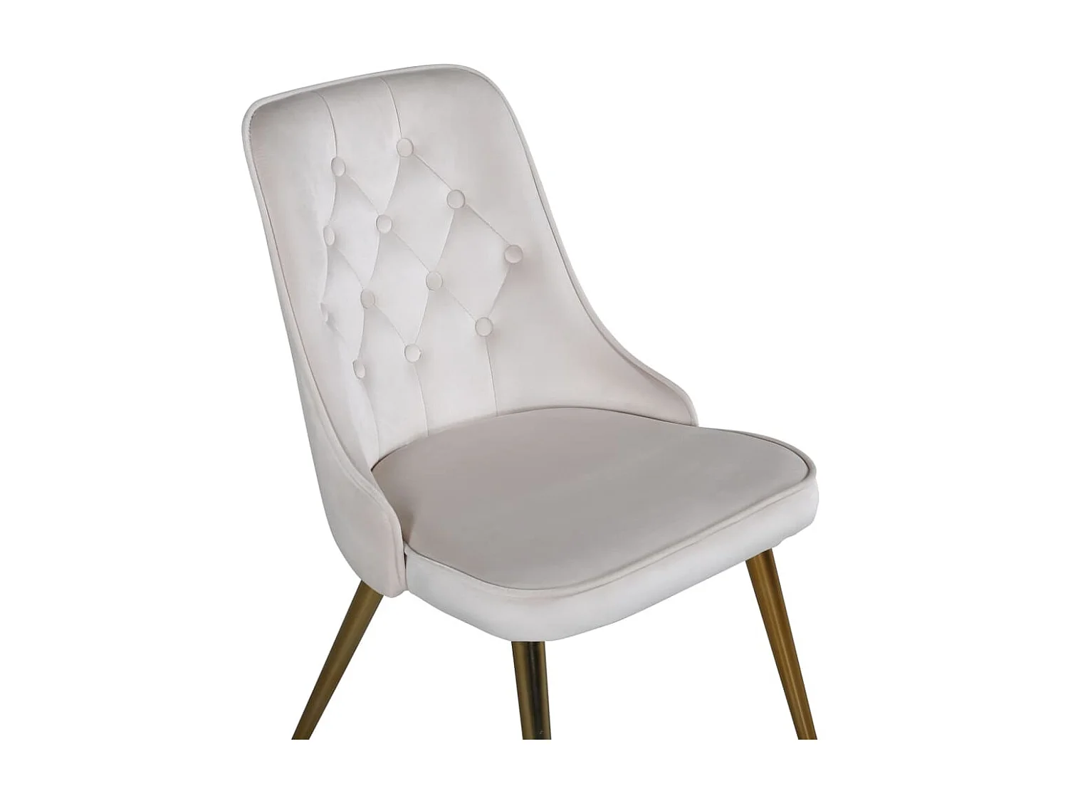 VelvetDeluxe eetkamerstoel velours beige, messing decor.