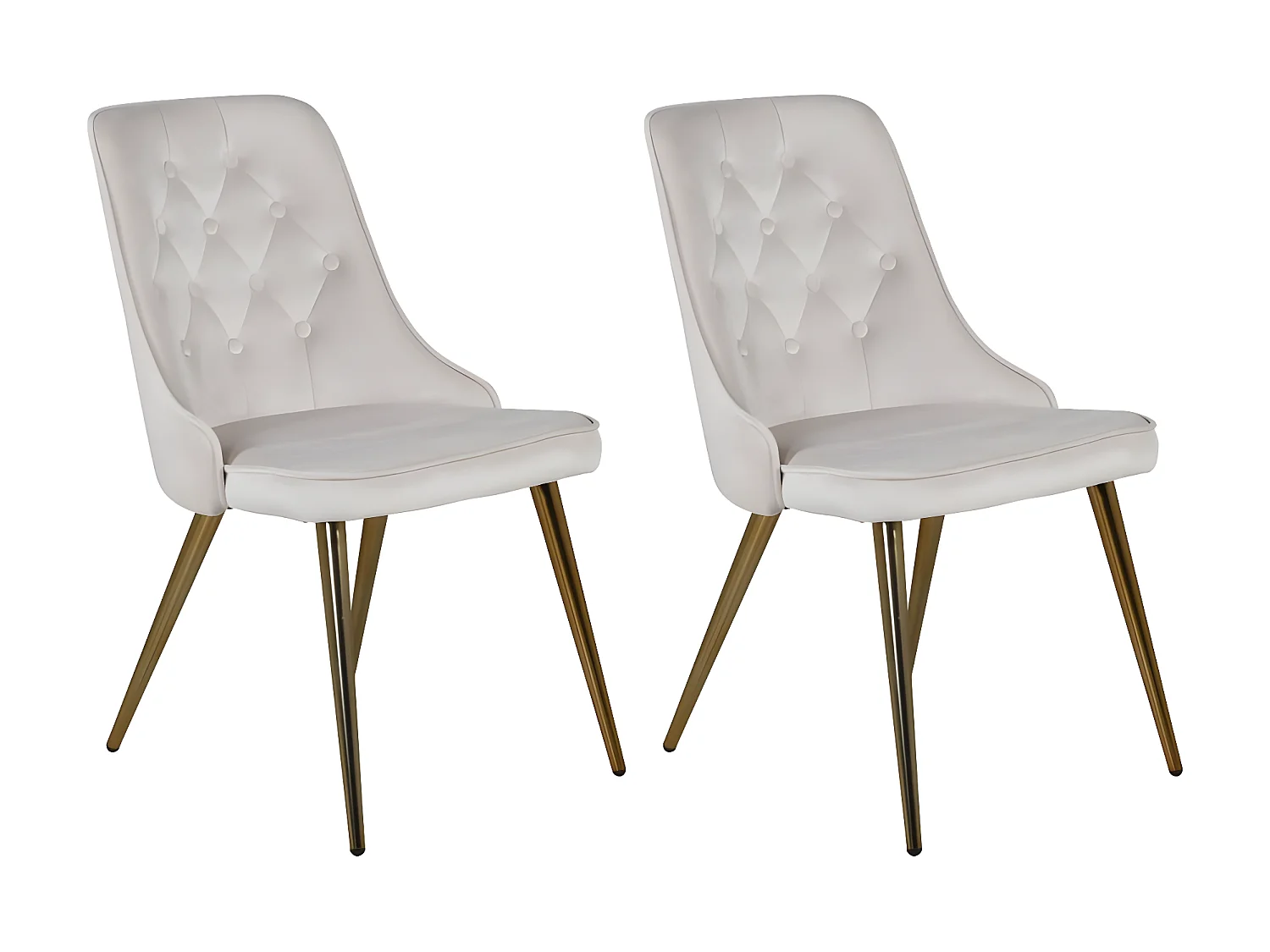 Chaises à manger lot de 2 Velvet Deluxe Beige/laiton