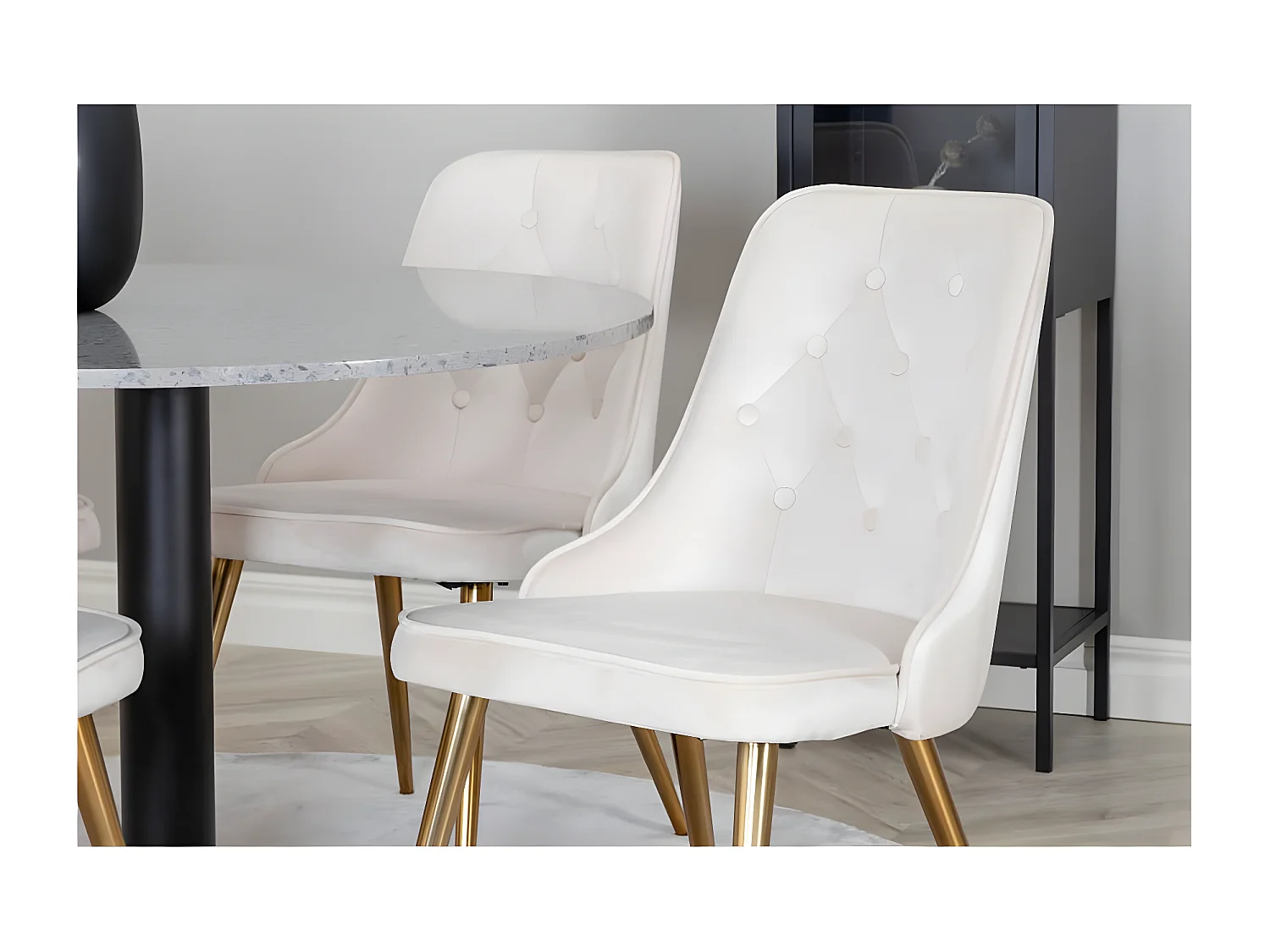 Chaises à manger lot de 2 Velvet Deluxe Beige/laiton