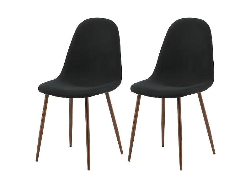 Juego de 2 sillas de comedor Polar negras y naturales con diseño moderno y tapizado suave