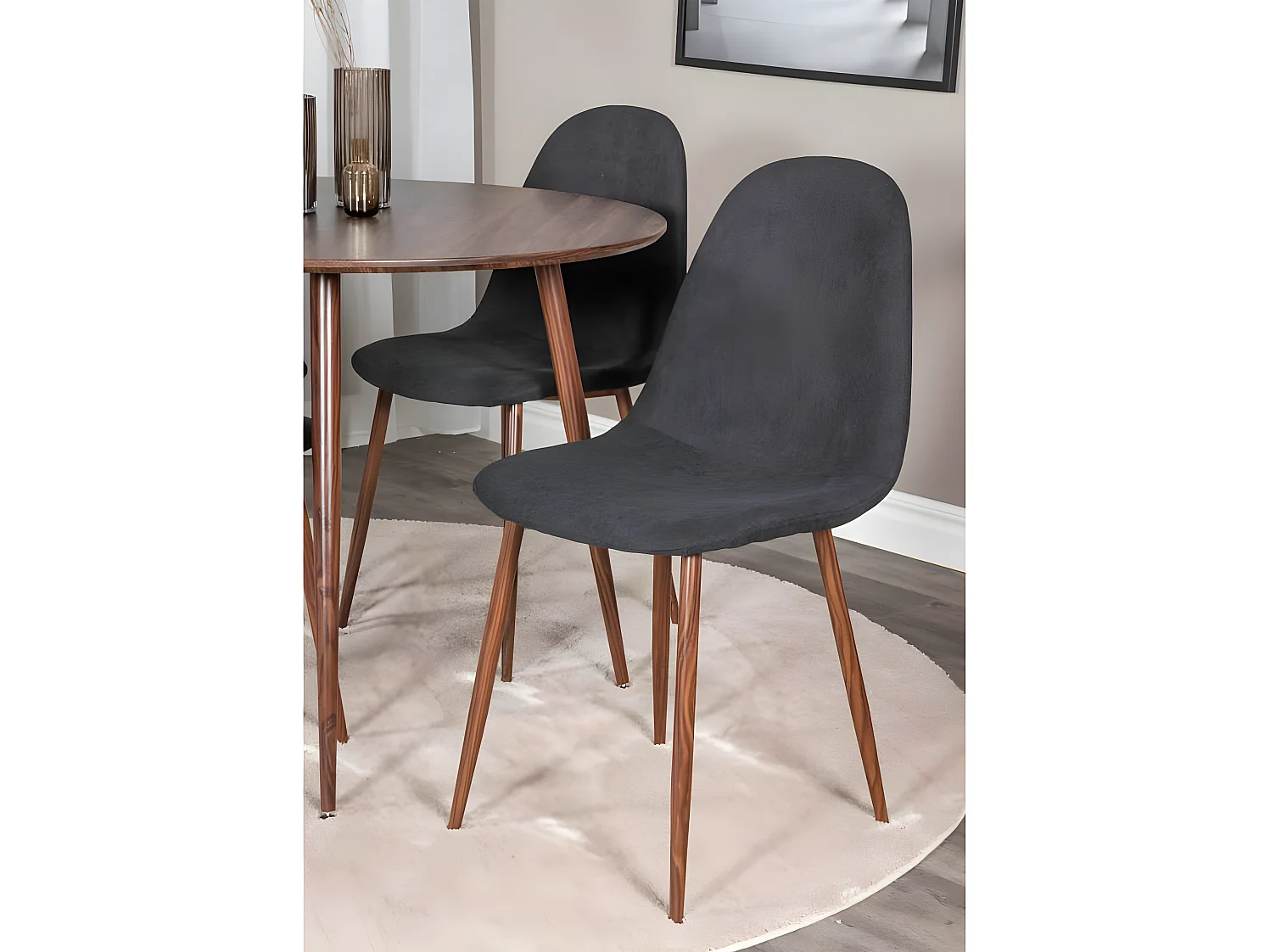 Chaises à manger lot de 2 Polar noir et naturel