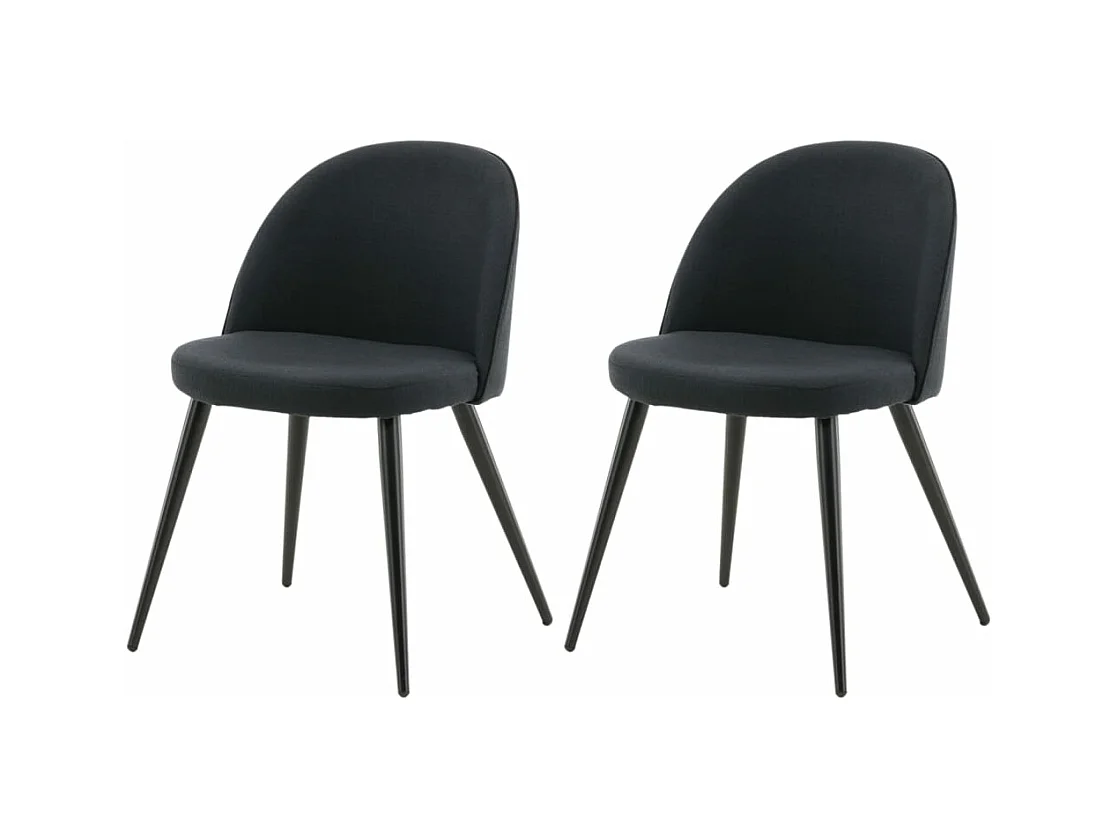 Chaises à manger lot de 2 Velvet Polyester Noir