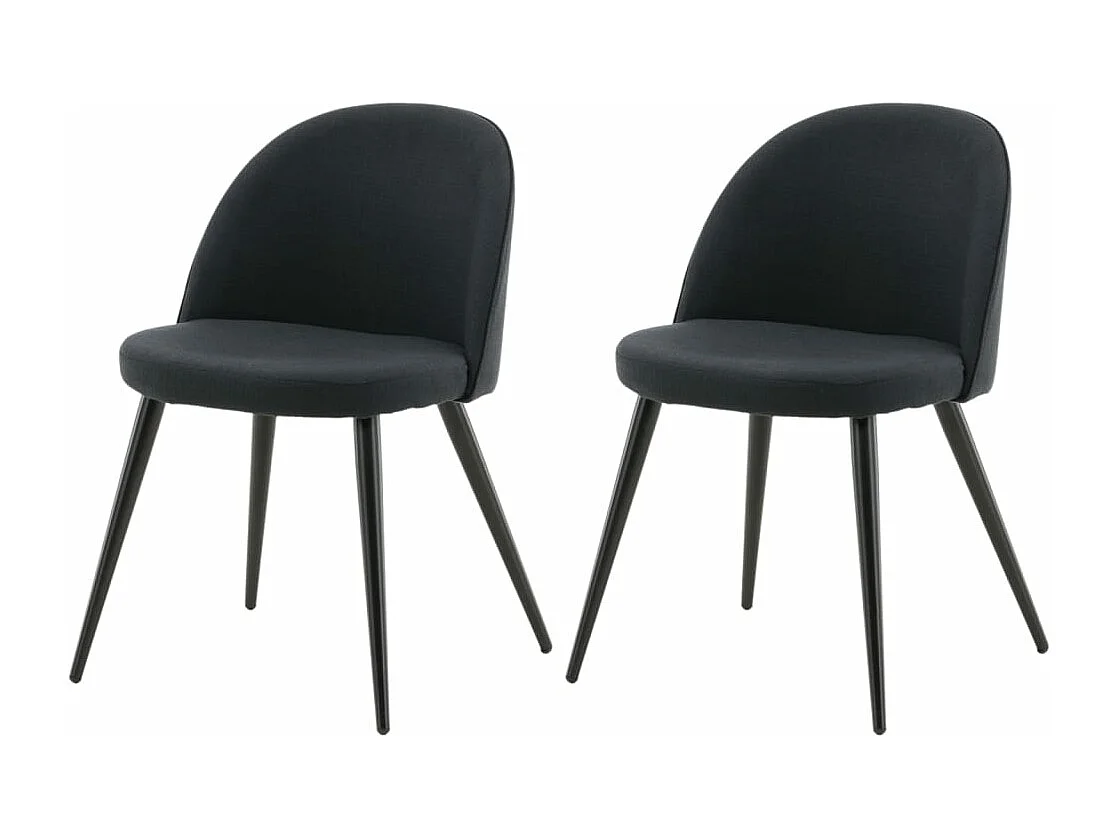 Chaises à manger lot de 2 Velvet Polyester Noir