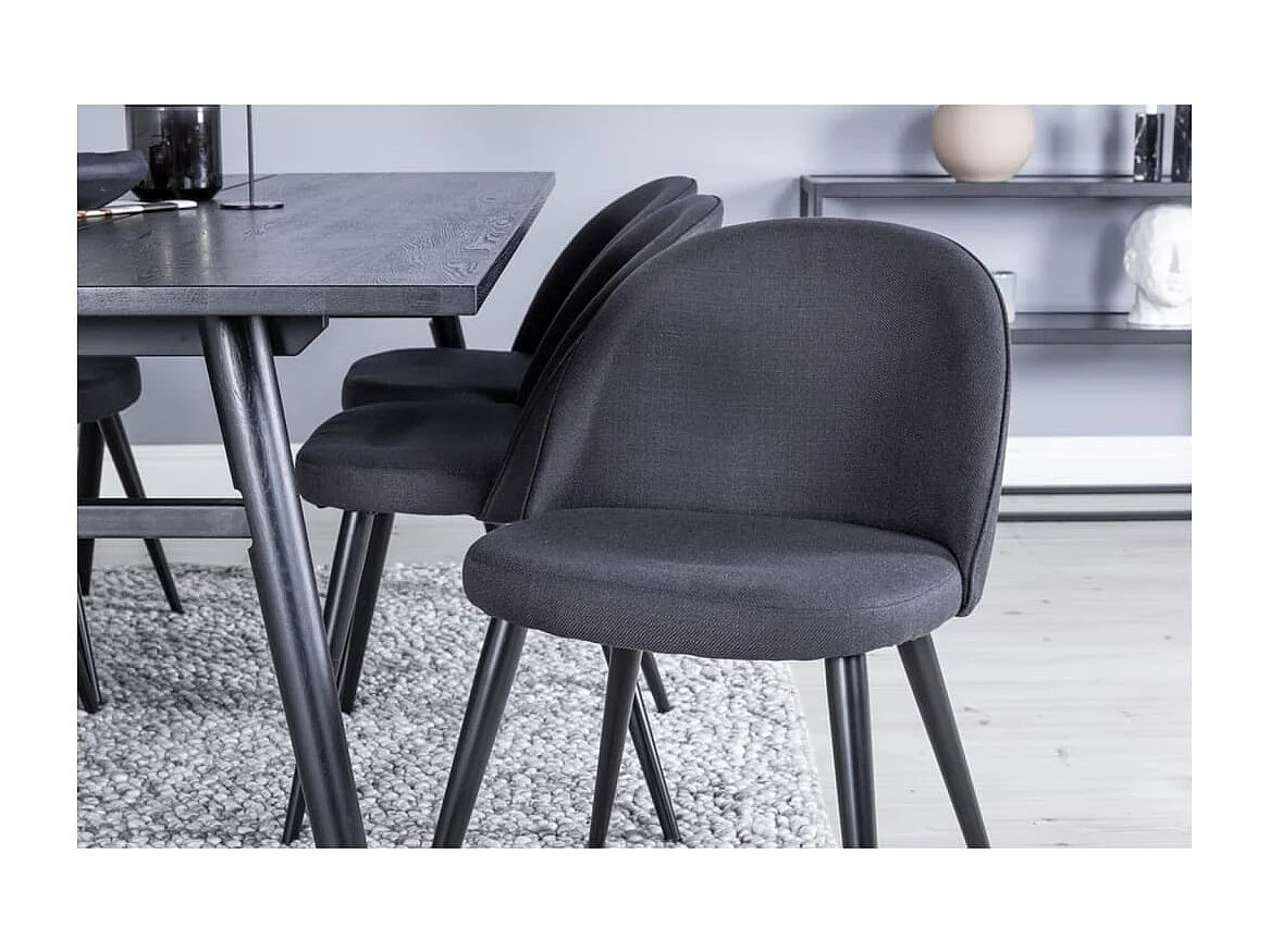 Chaises à manger lot de 2 Velvet Polyester Noir