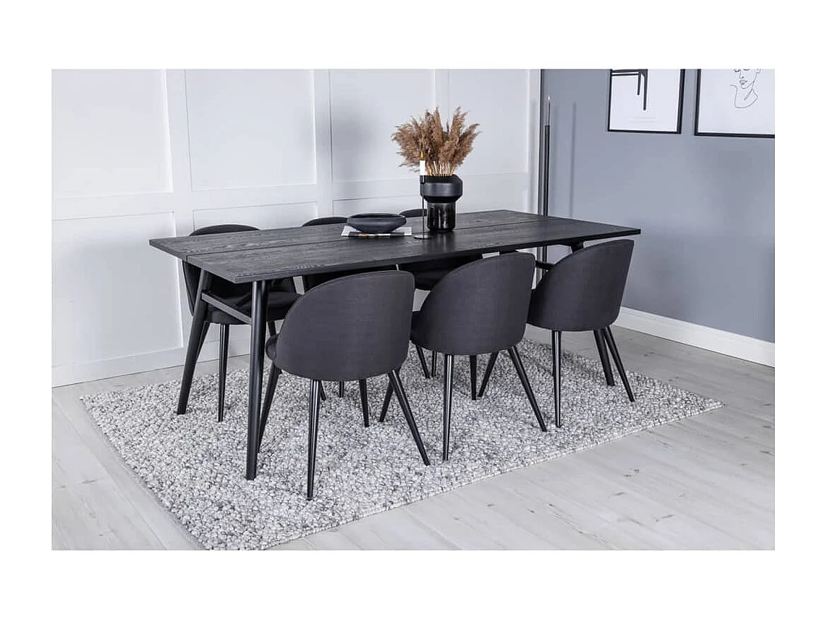 Chaises à manger lot de 2 Velvet Polyester Noir