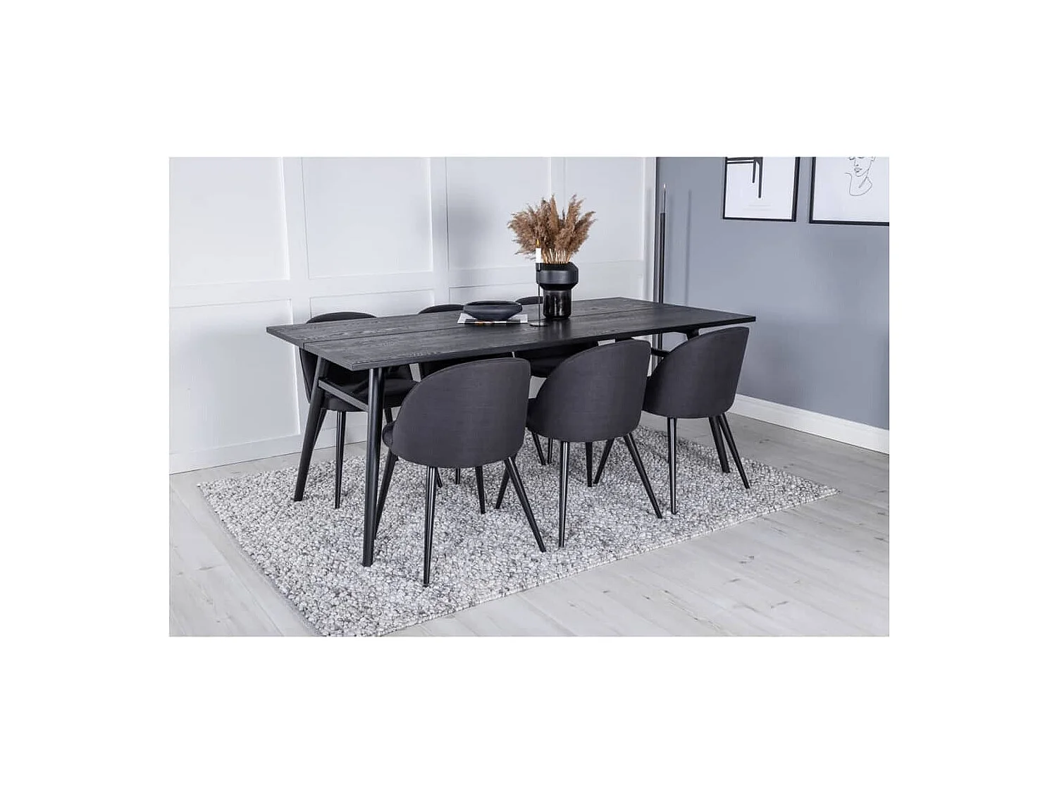 Chaises à manger lot de 2 Velvet Polyester Noir