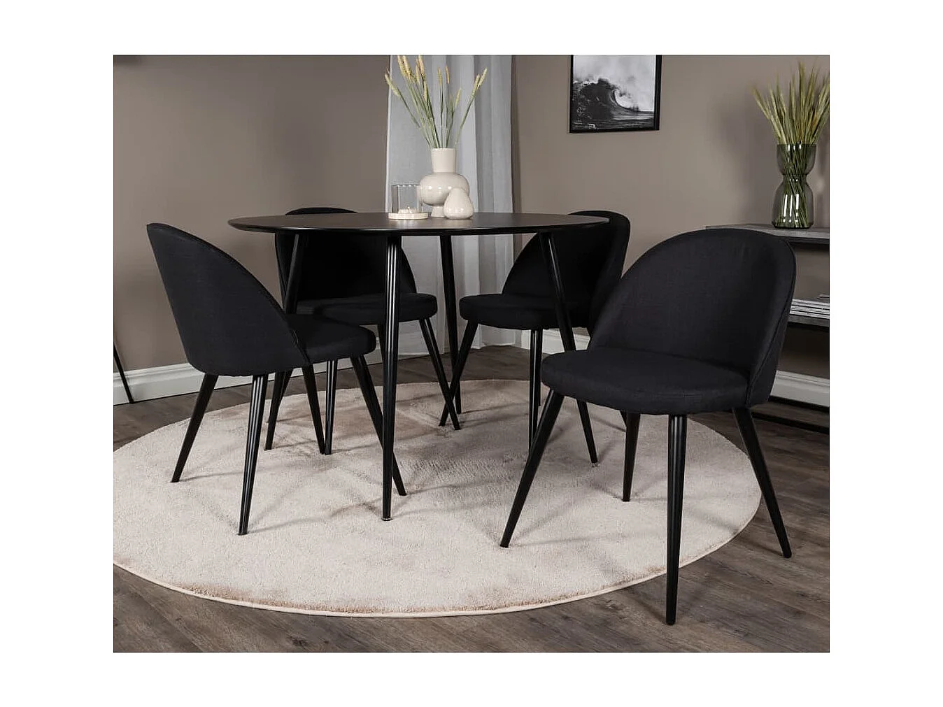 Chaises à manger lot de 2 Velvet Polyester Noir