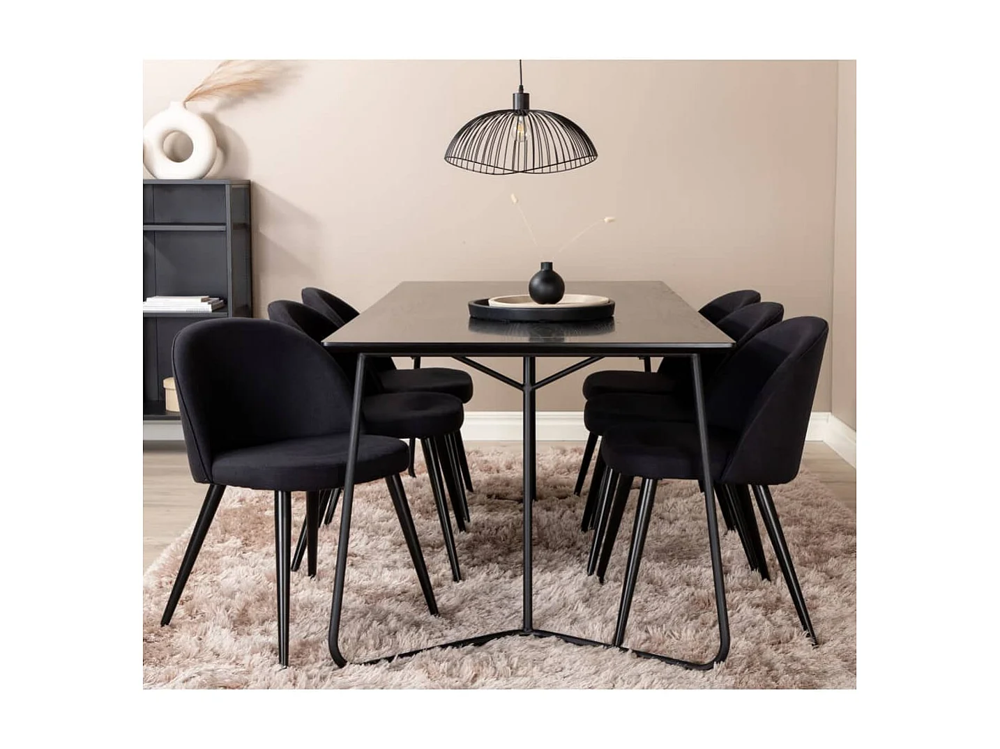 Chaises à manger lot de 2 Velvet Polyester Noir