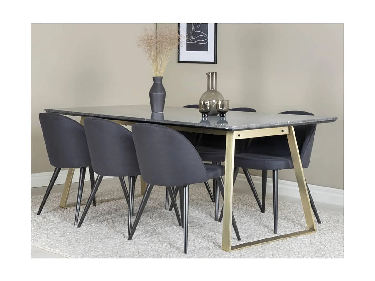 Chaises à manger lot de 2 Velvet Polyester Noir