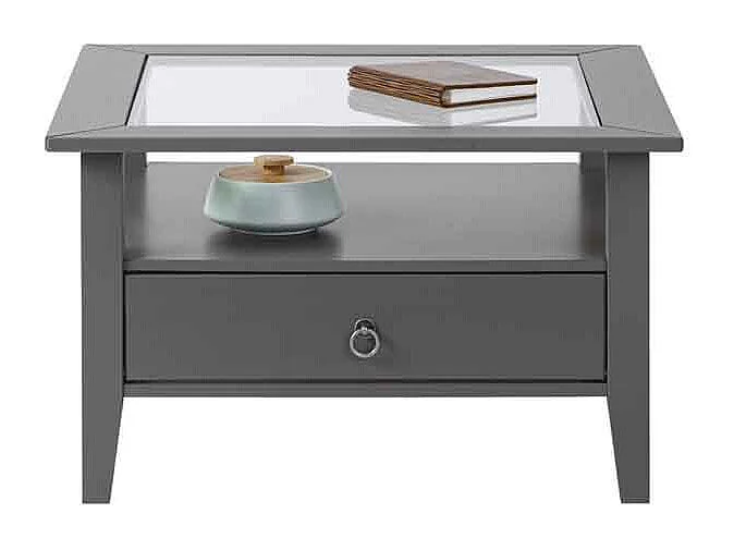 Table Basse 1 Tiroir en Bois "Istres" 75cm Gris