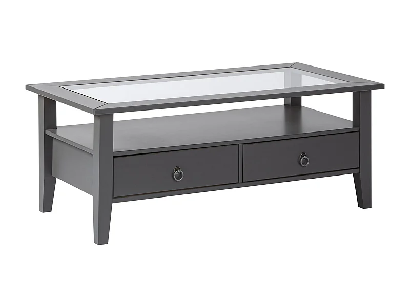 Table Basse 2 Tiroirs en Bois "Istres" 115cm Gris