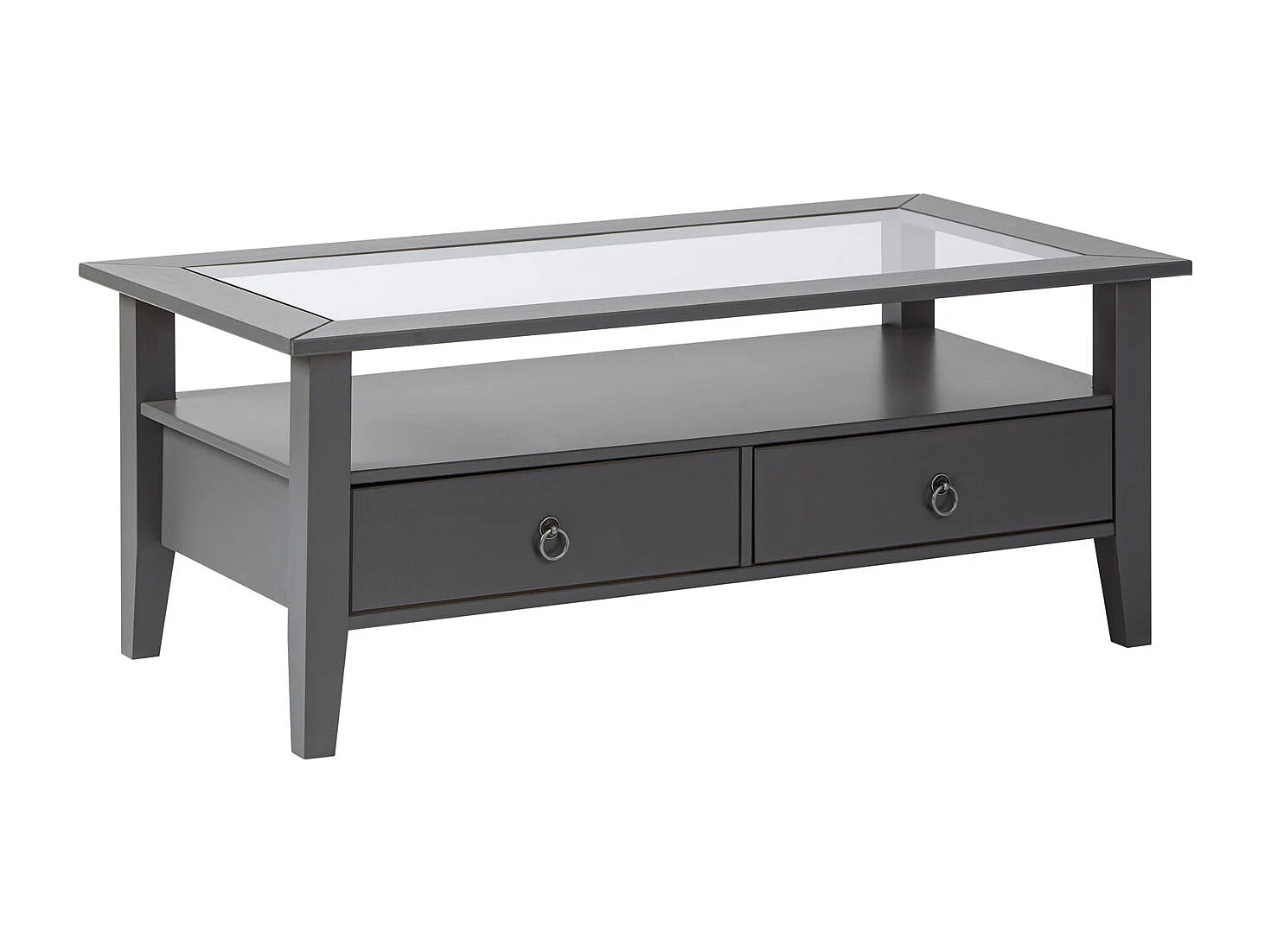 Table Basse 2 Tiroirs en Bois "Istres" 115cm Gris