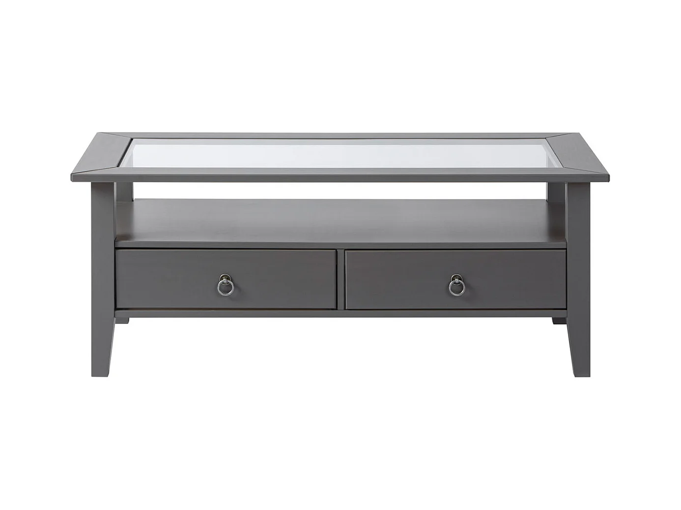 Table Basse 2 Tiroirs en Bois "Istres" 115cm Gris