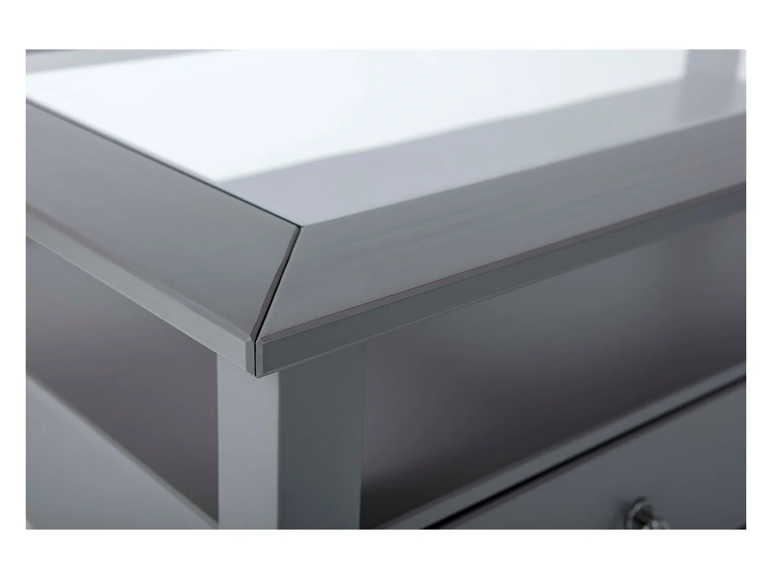 Table Basse 2 Tiroirs en Bois "Istres" 115cm Gris