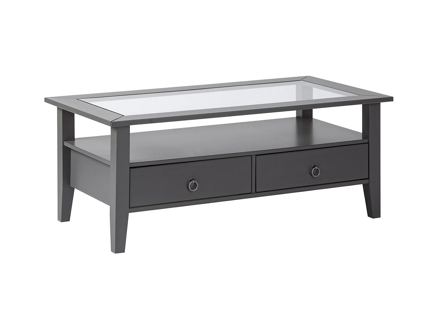 Table Basse 2 Tiroirs en Bois "Istres" 115cm Gris