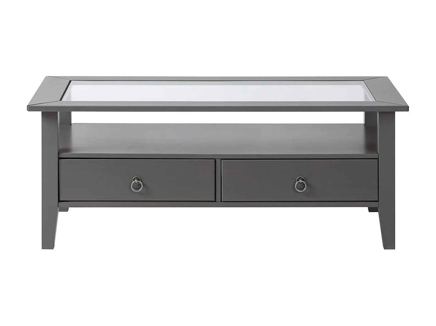 Table Basse 2 Tiroirs en Bois "Istres" 115cm Gris