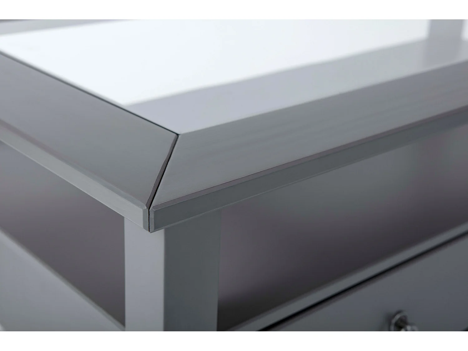 Table Basse 2 Tiroirs en Bois "Istres" 115cm Gris