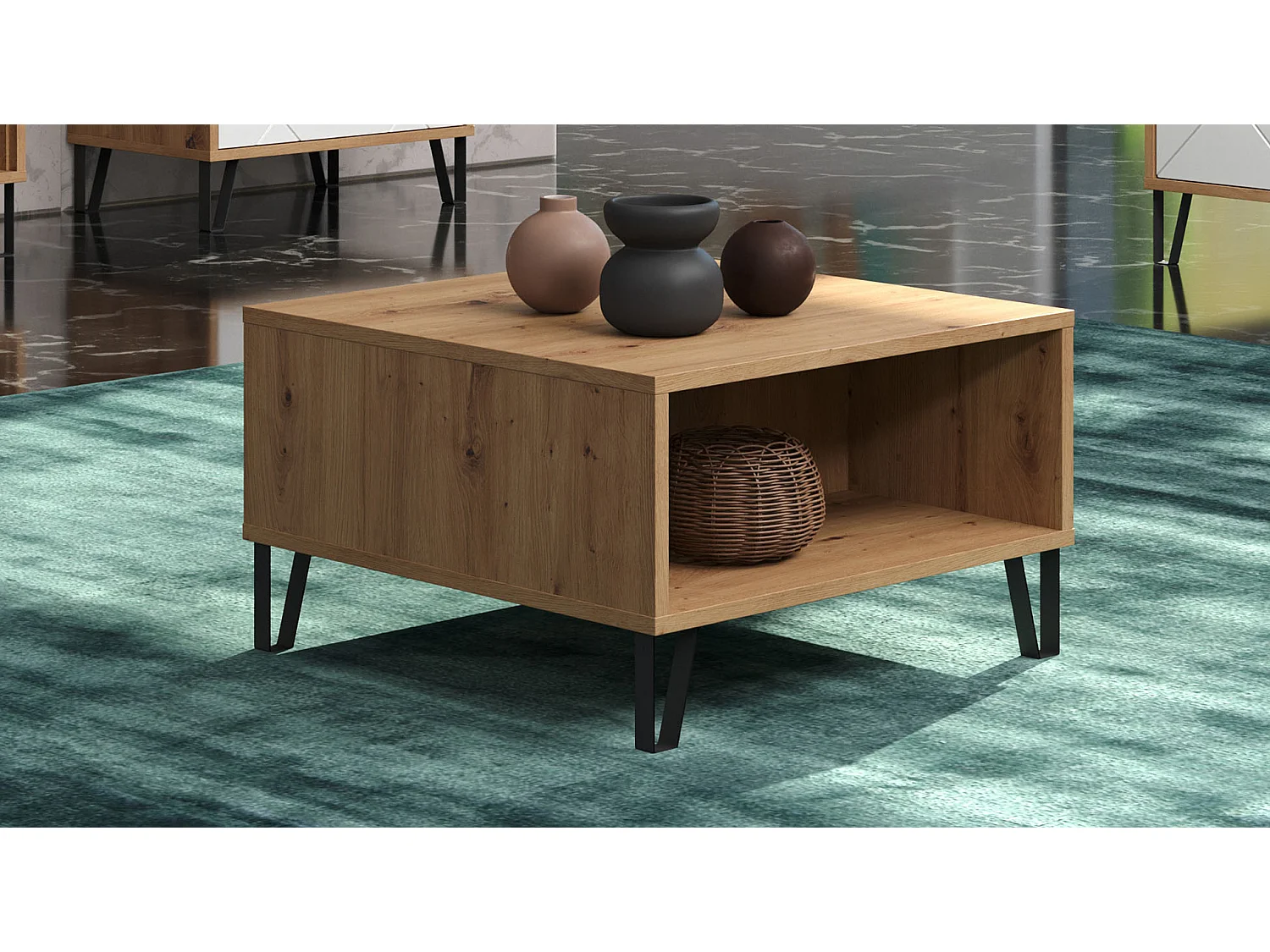 Touch Couchtisch 2 Offene Fächer Eiche Artisan dekor.