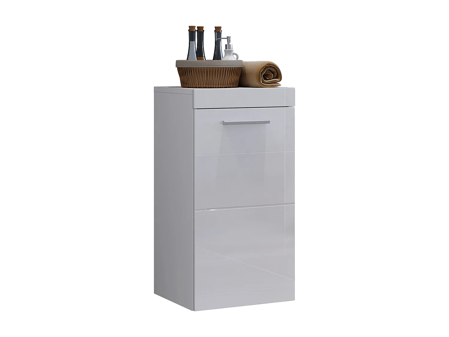 Meuble bas suspendu de salle de bain blanc brillant Divone 35cm