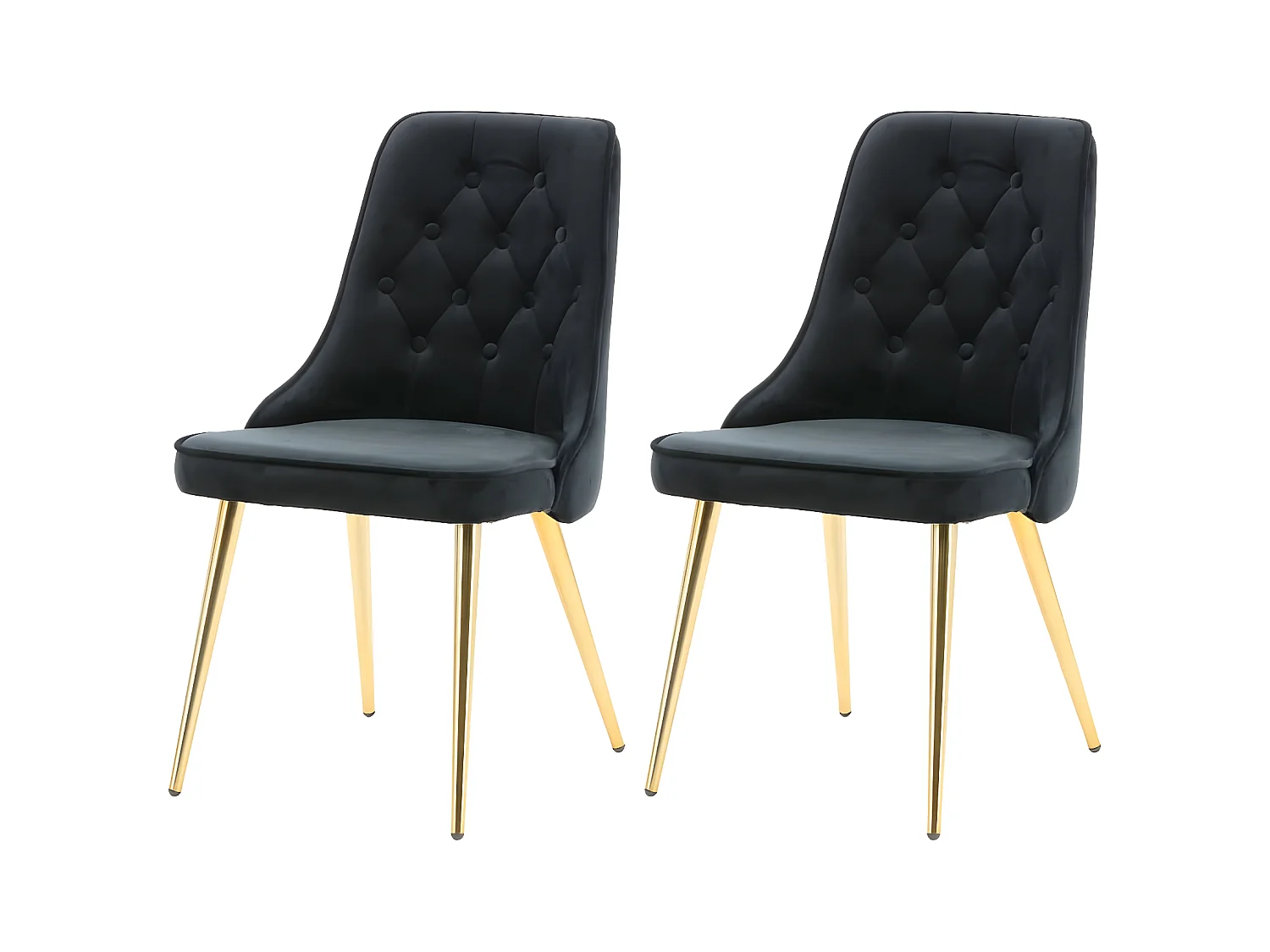 Venture Home Sedie da Pranzo 2 pz Velvet Deluxe Velluto Nero e Ottone