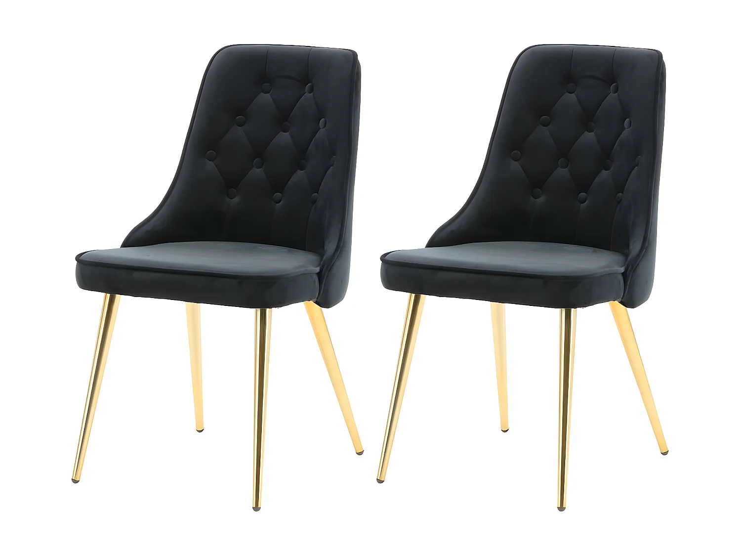 Chaises à manger lot de 2 Velvet Deluxe noir/laiton