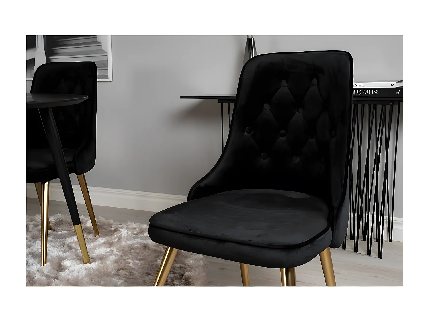 Chaises à manger lot de 2 Velvet Deluxe noir/laiton