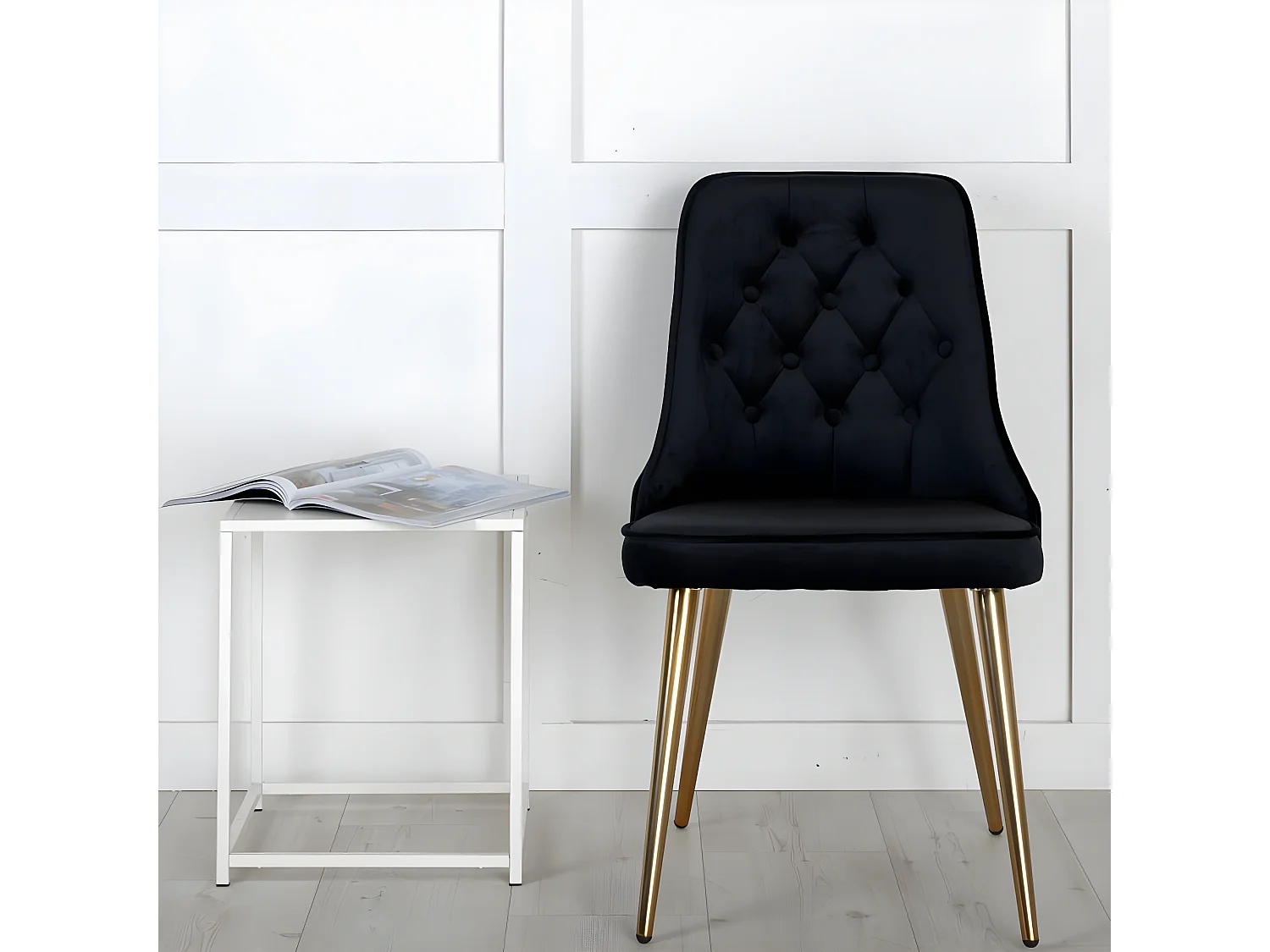 Chaises à manger lot de 2 Velvet Deluxe noir/laiton