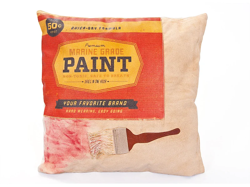 Coussin Déco Vintage Cuir "Reda" 45x45cm Beige