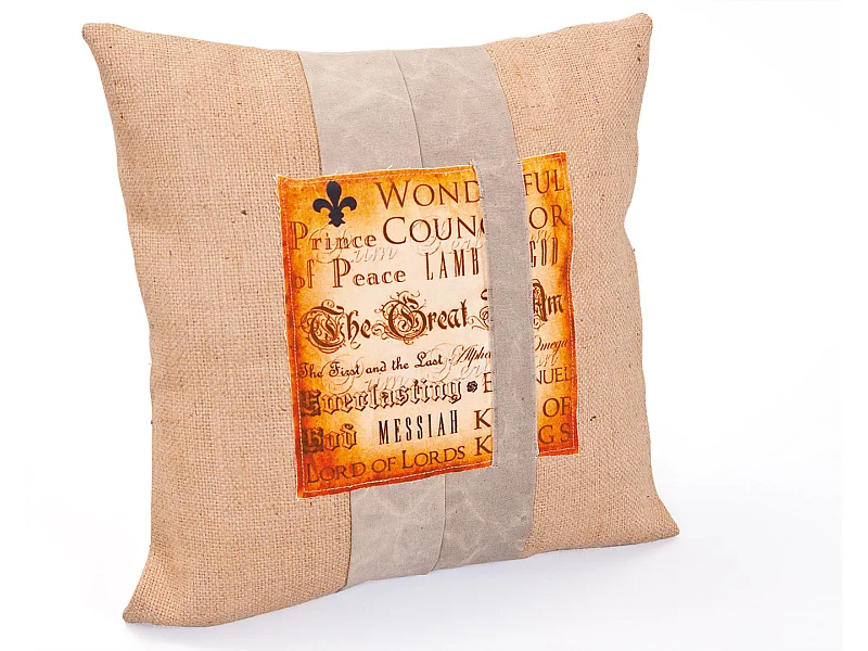 Coussin Déco Vintage Jute "Lord" 45x45cm Naturel