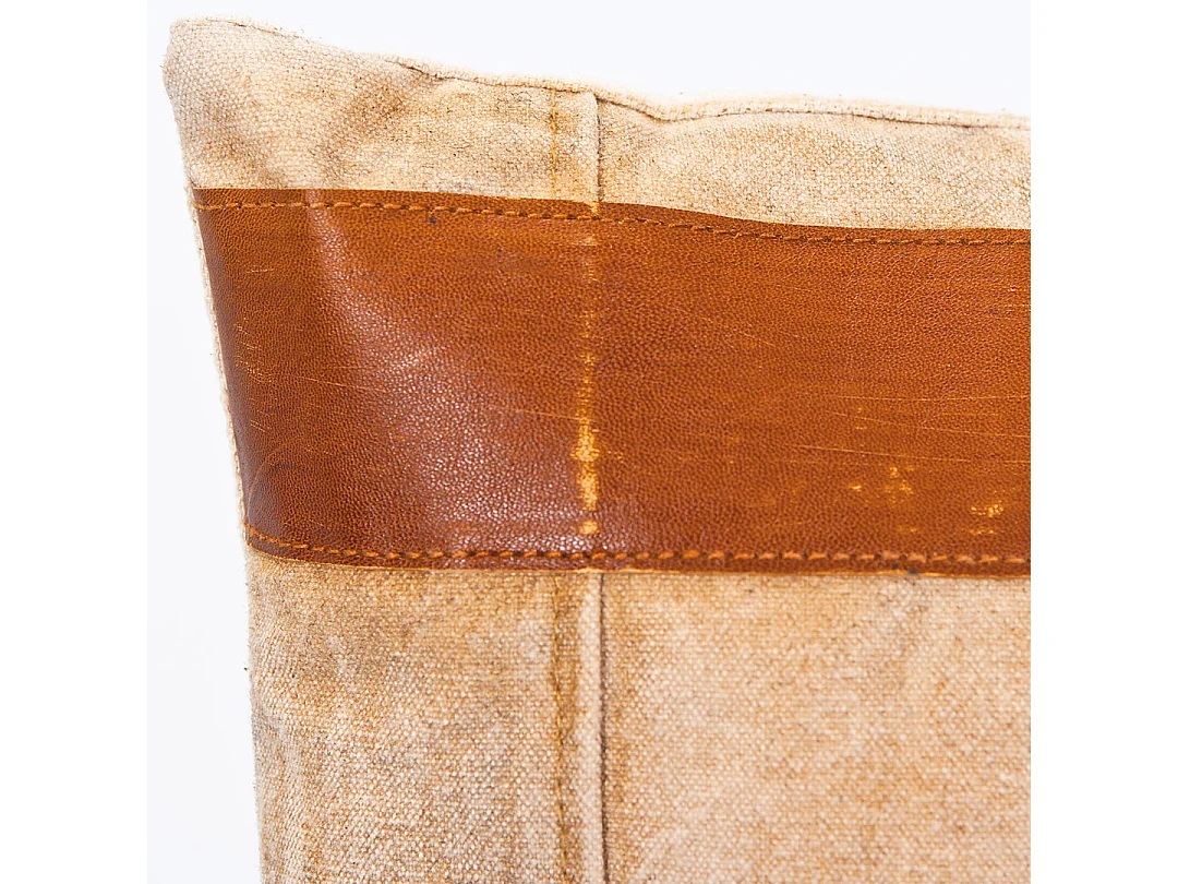 Coussin Déco Vintage Cuir "Seeds" 50x50cm Beige