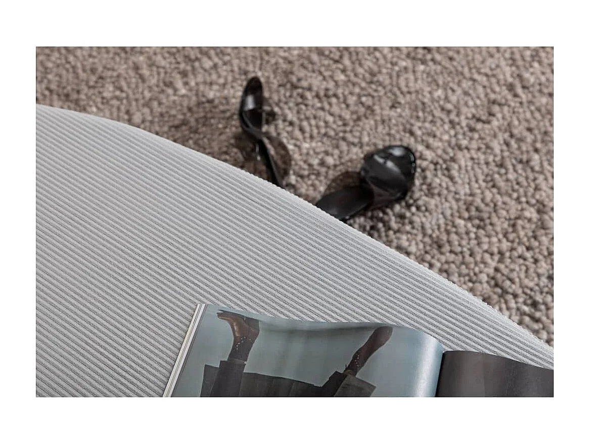 Puf Otto, reposapiés terciopelo negro, gris.