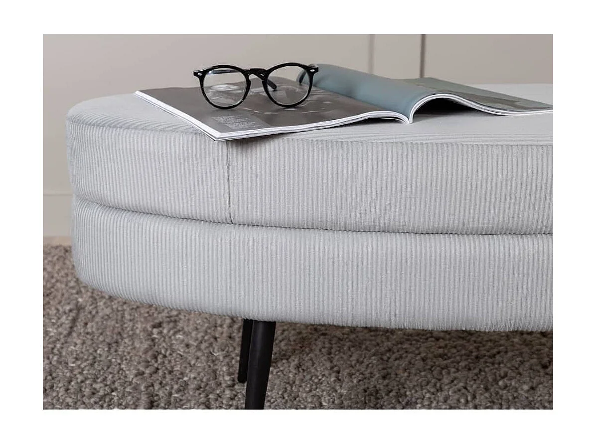 Puf Otto, reposapiés terciopelo negro, gris.