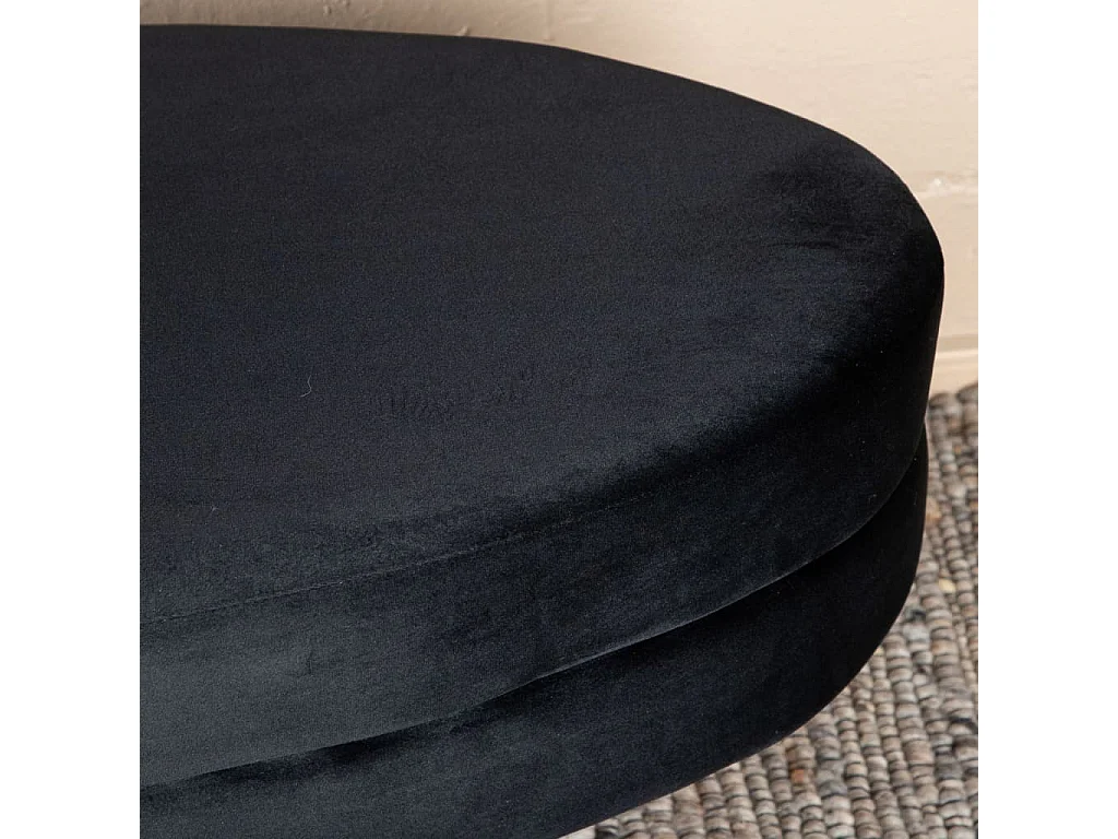 Otto poef, hocker velours zwart, messing.