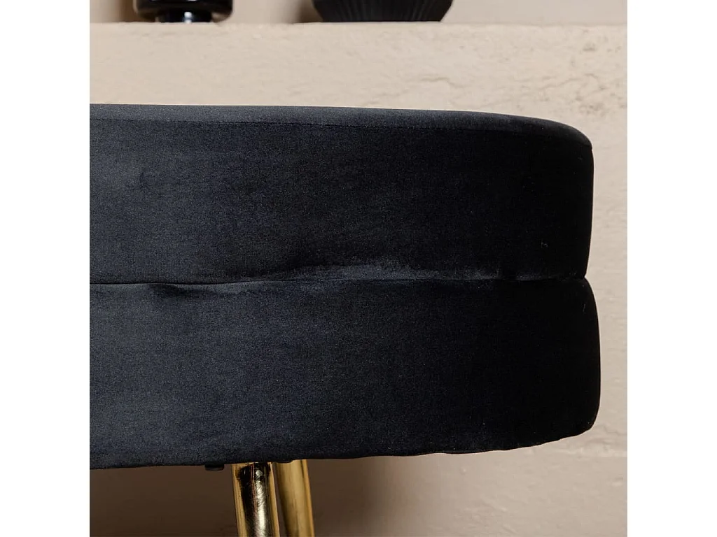 Pouf Otto 100x40x41 cm Velours Noir et laiton