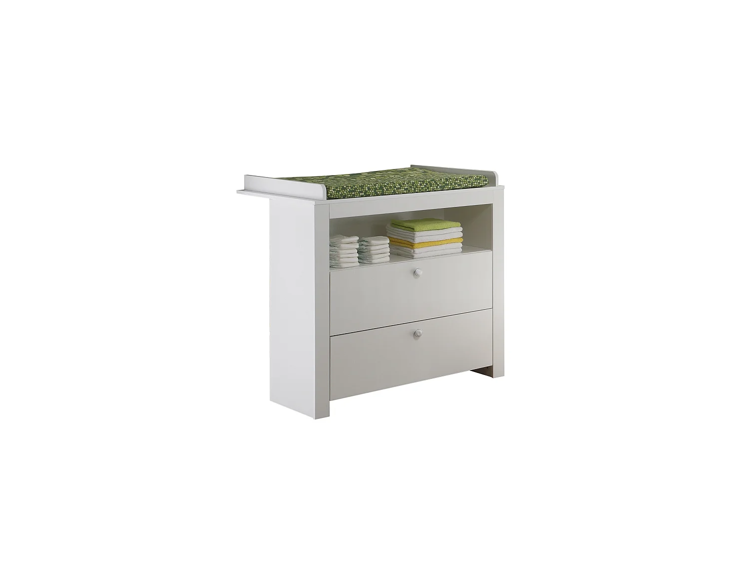 Fasciatoio Olja con 2 cassetti e 1 ripiano, bianco.