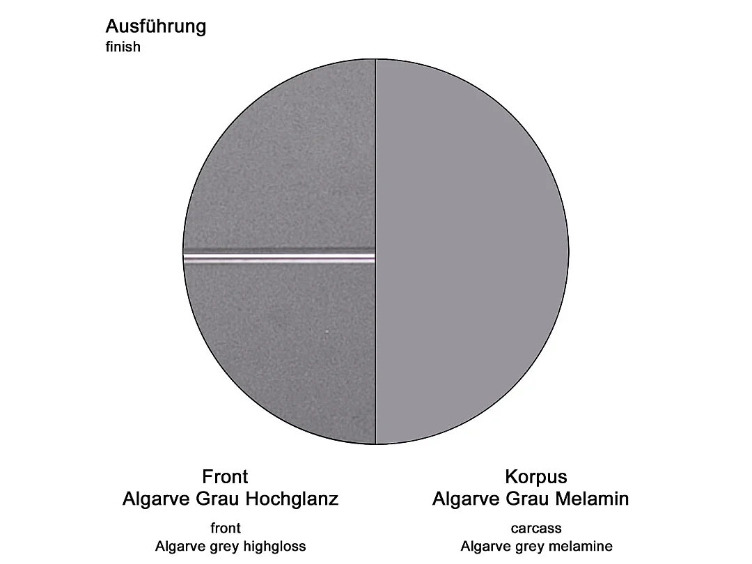 AmandaMandoBea Armoire haute 1 compartiment ouvert, 4 portes, gris, gris agave brillant.