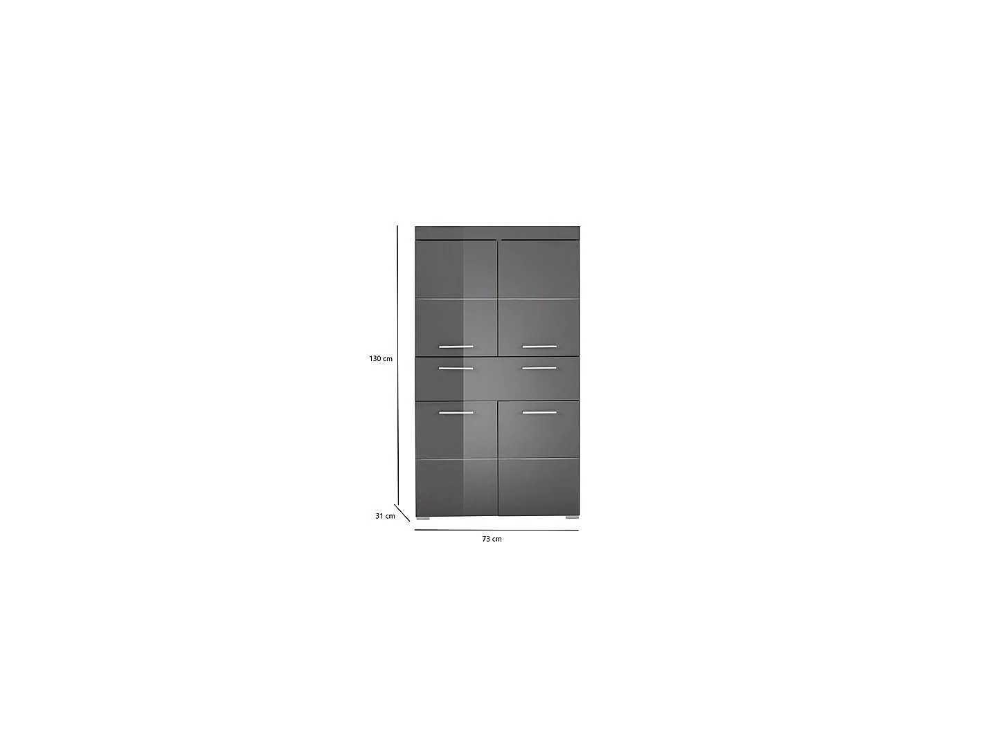 Kelia glanzend grijs 2-deurs badkamermeubel 73 cm