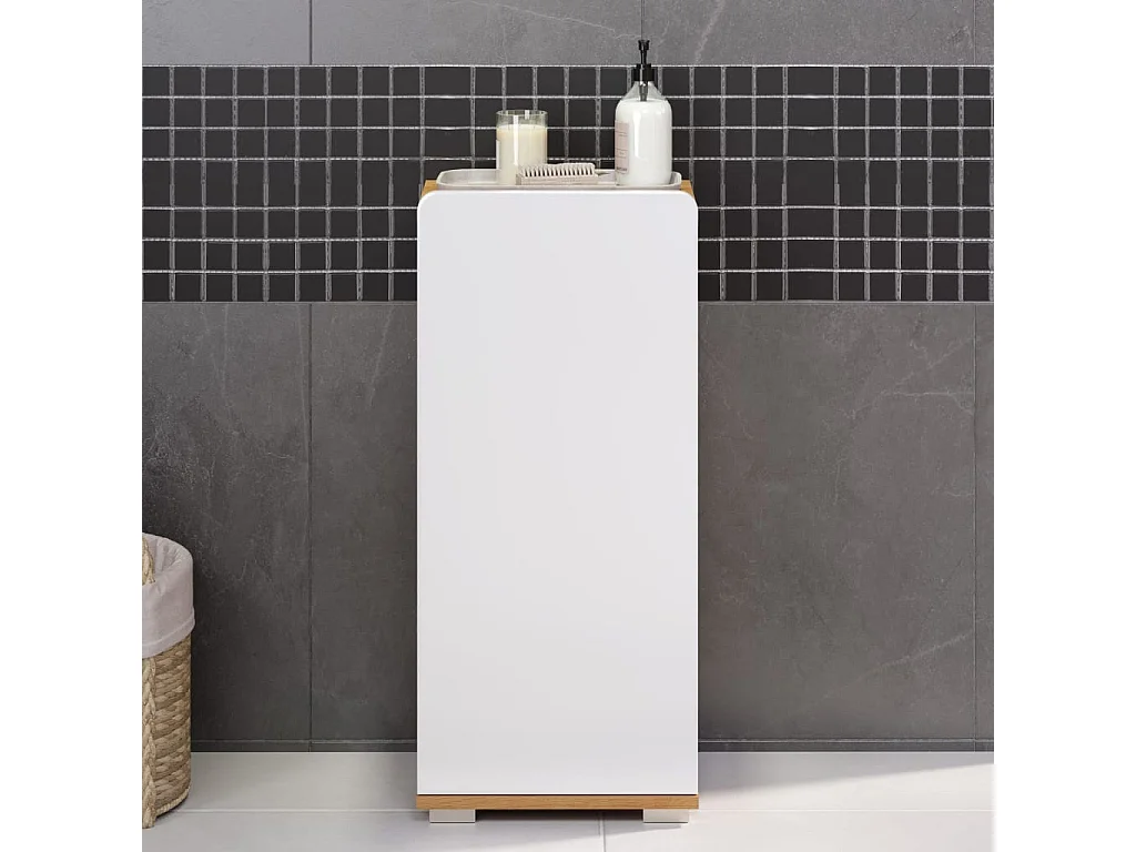 Armoire de rangement de sol Ciara Blanc et chêne artisanal