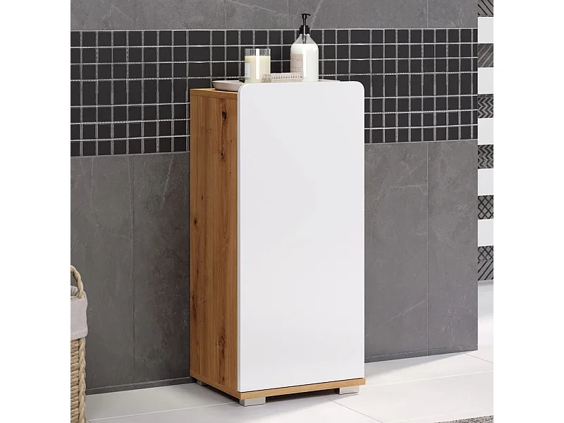 Armoire de rangement de sol Ciara Blanc et chêne artisanal