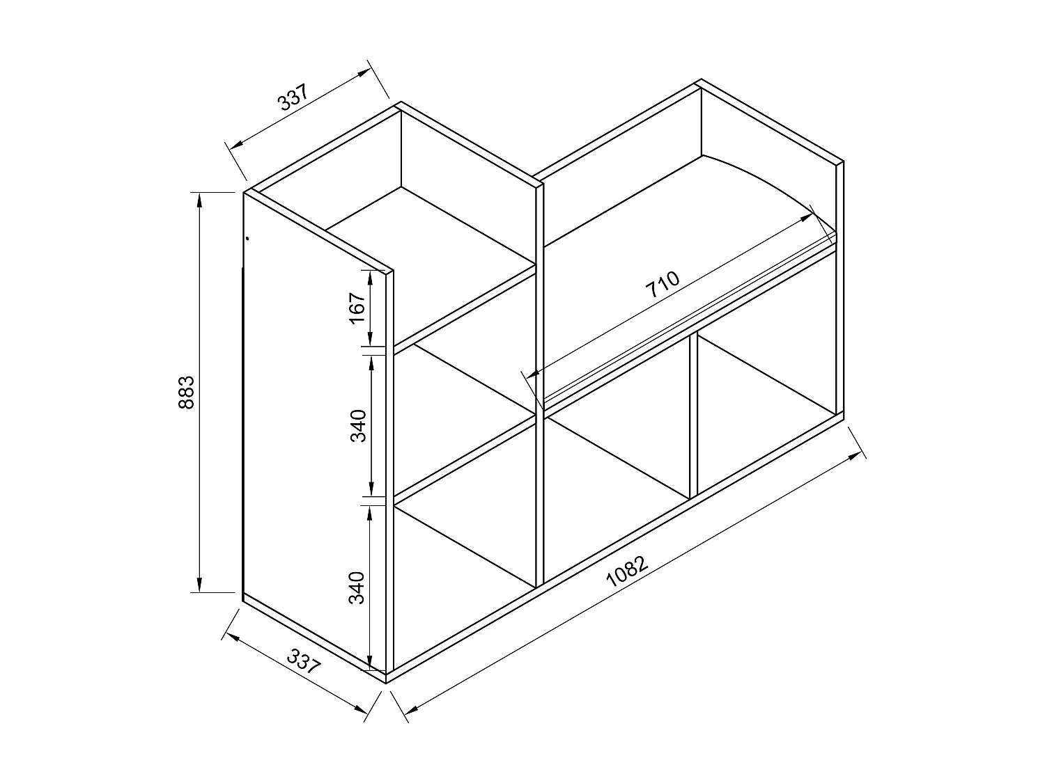 Stand Rack Lelus white H. 88 x W. 108 x D. 34 cm