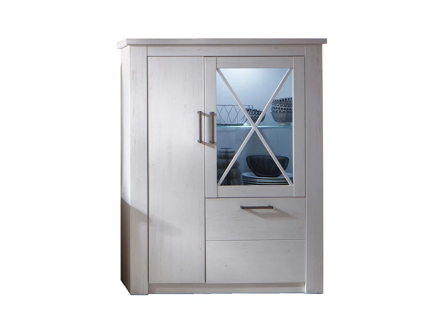 Vitrine 3 portes mélaminé blanc Aria