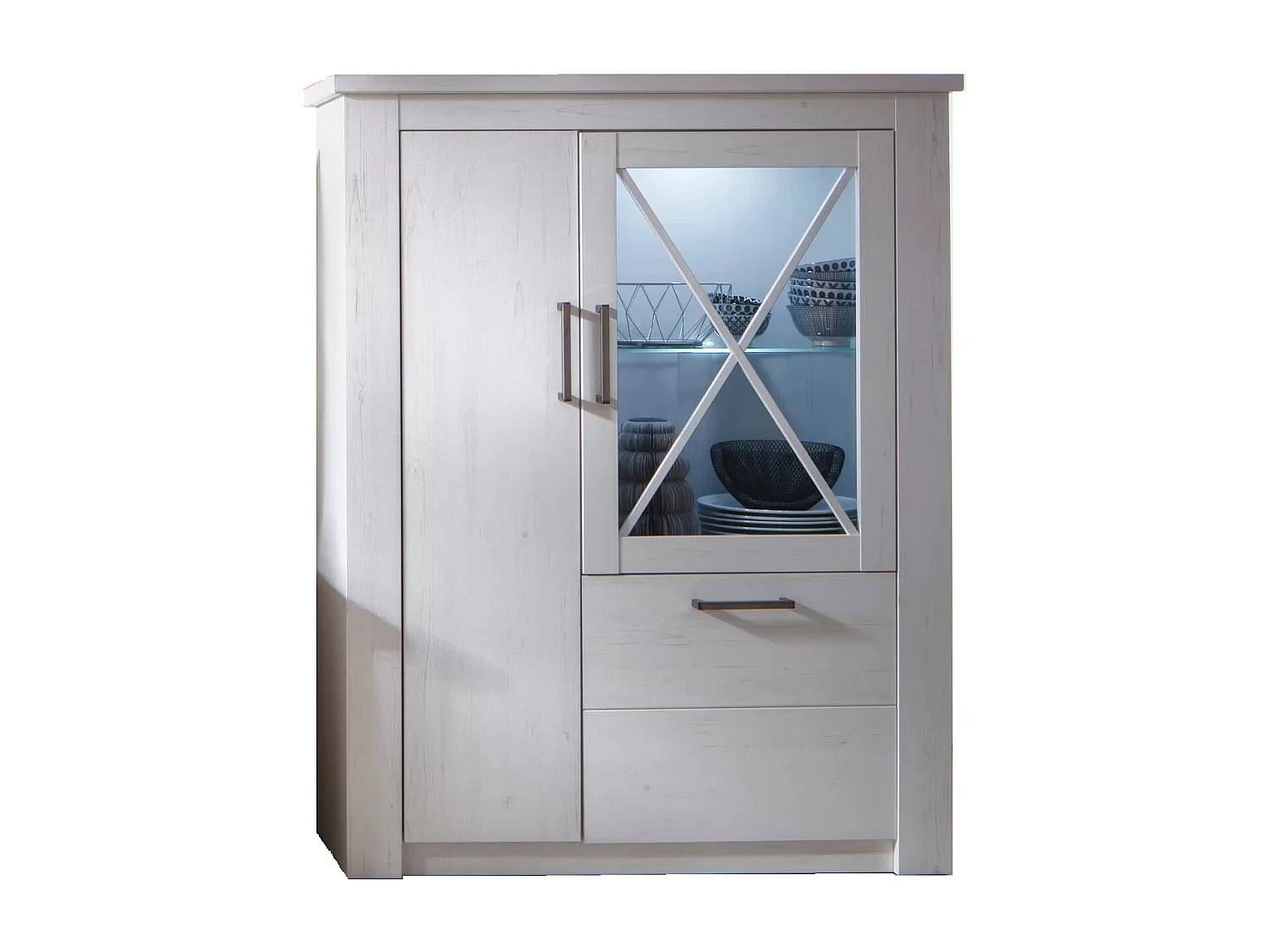 Vitrine 3 portes mélaminé blanc Aria