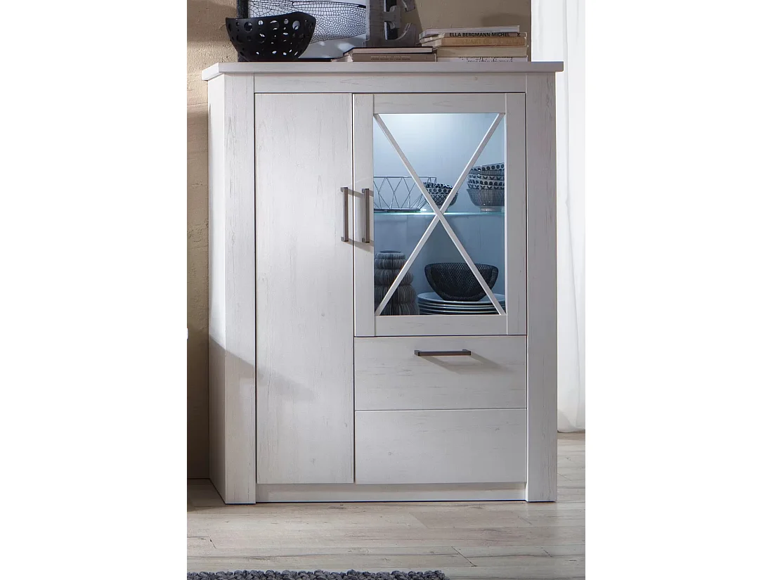 Vitrine 3 portes mélaminé blanc Aria