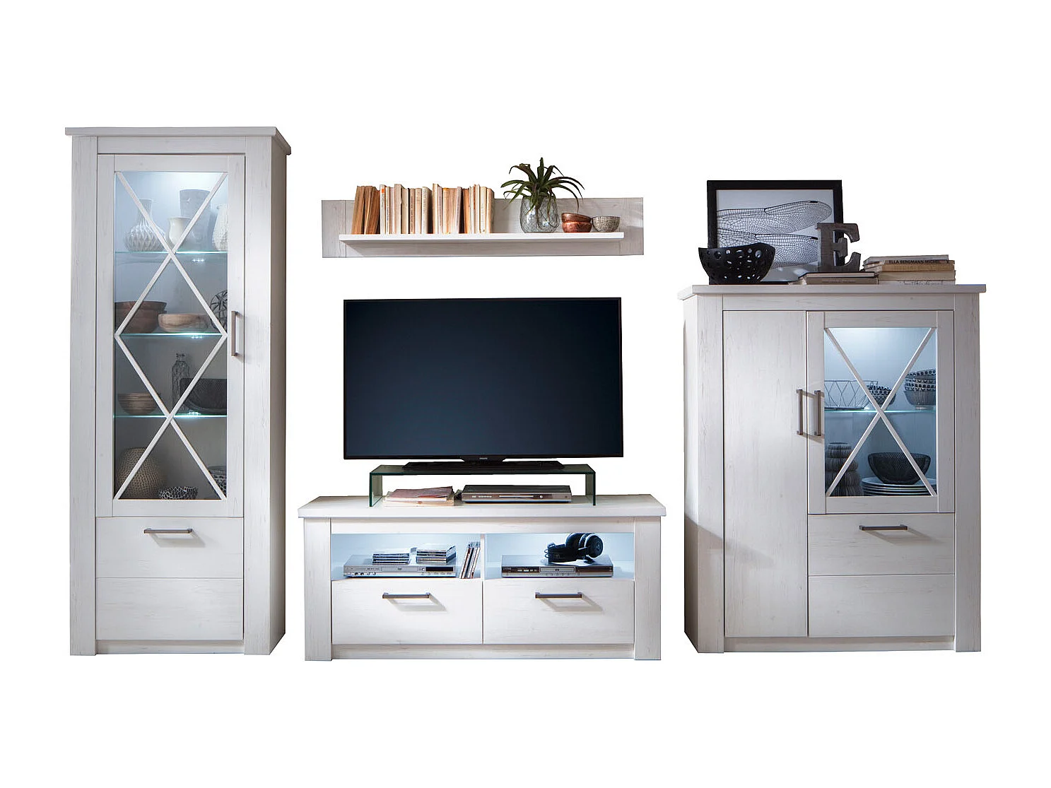 Vitrine 3 portes mélaminé blanc Aria