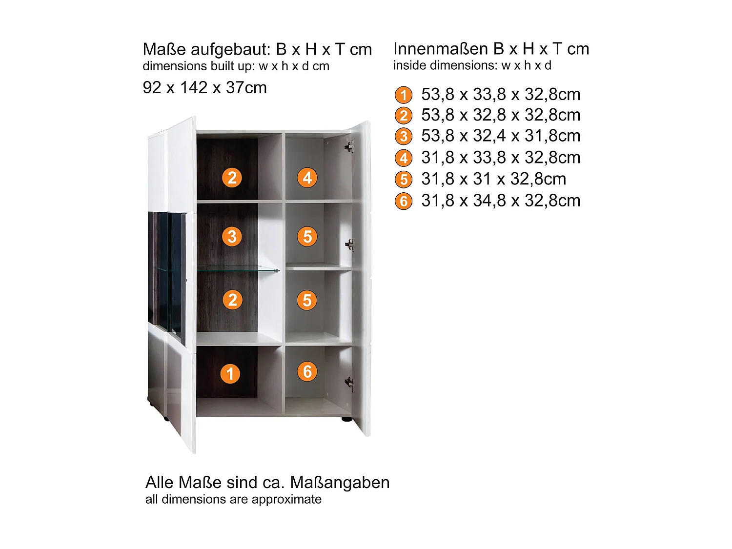 Vitrine 2 portes laqué blanc et gris clair ciment Tako 92cm