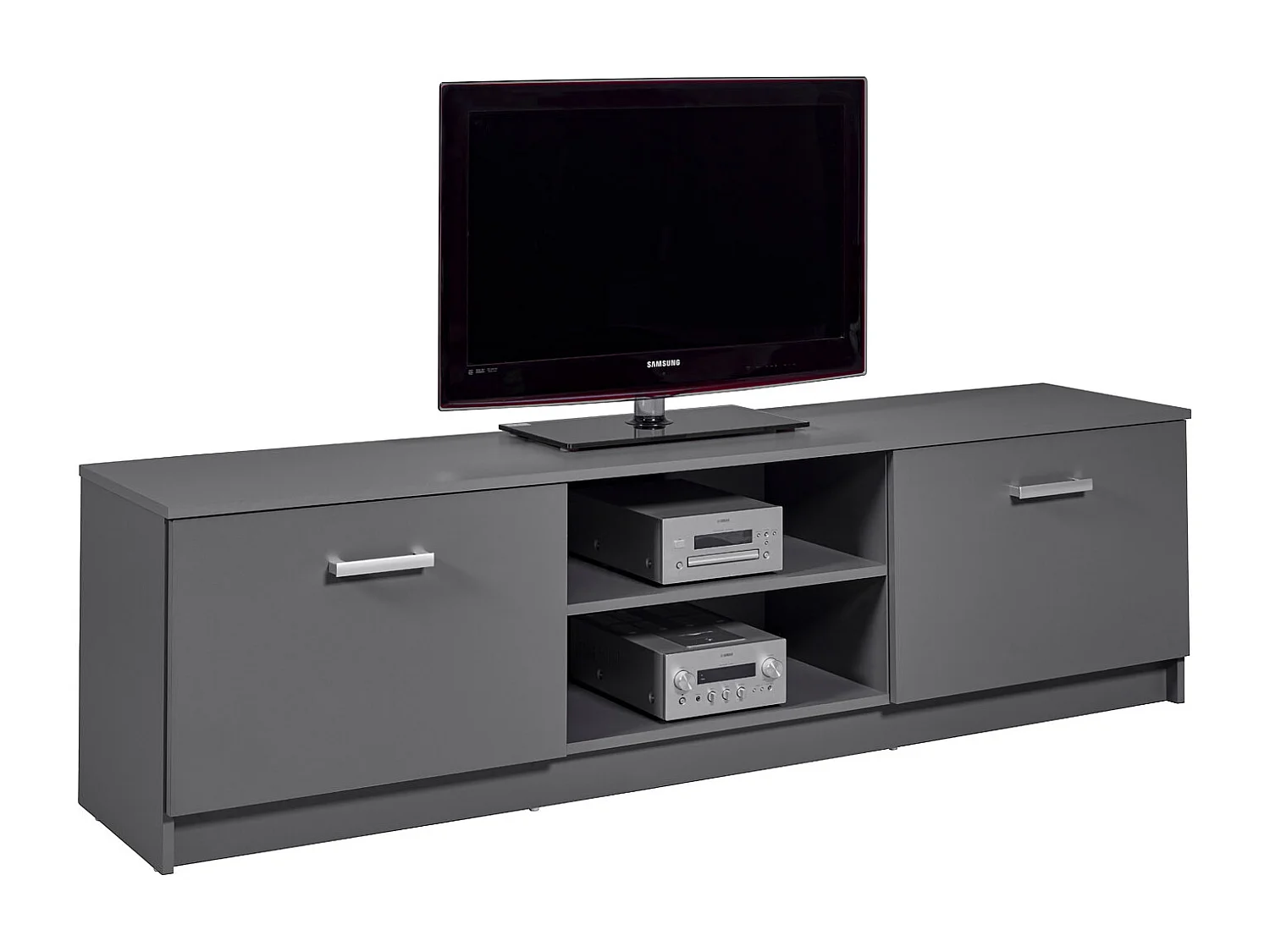 Meuble TV 2 Portes Design "Azio" 180cm Gris