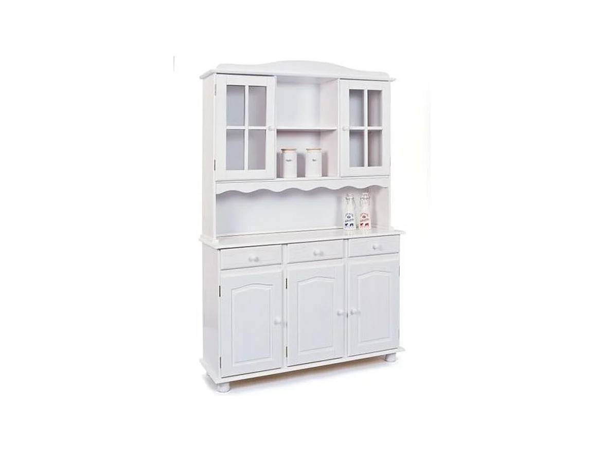 Vaisselier 3 Portes en Bois Massif "Alienor" 198cm Blanc