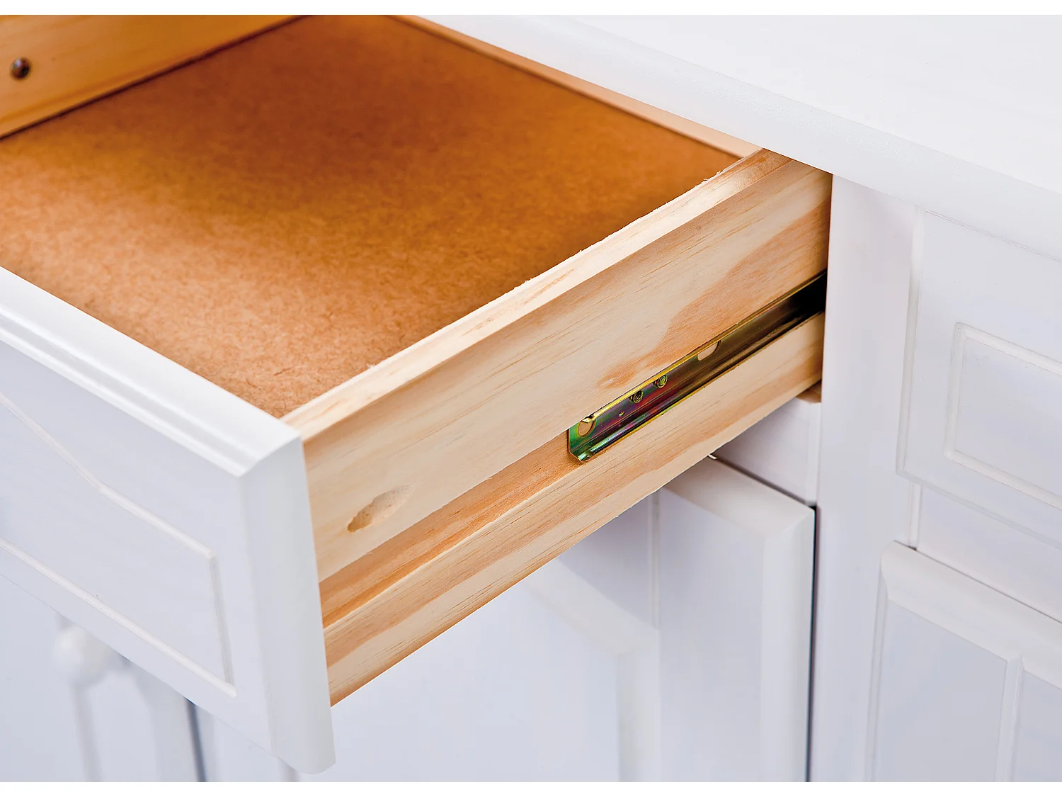 Vaisselier 3 Portes en Bois Massif "Alienor" 198cm Blanc