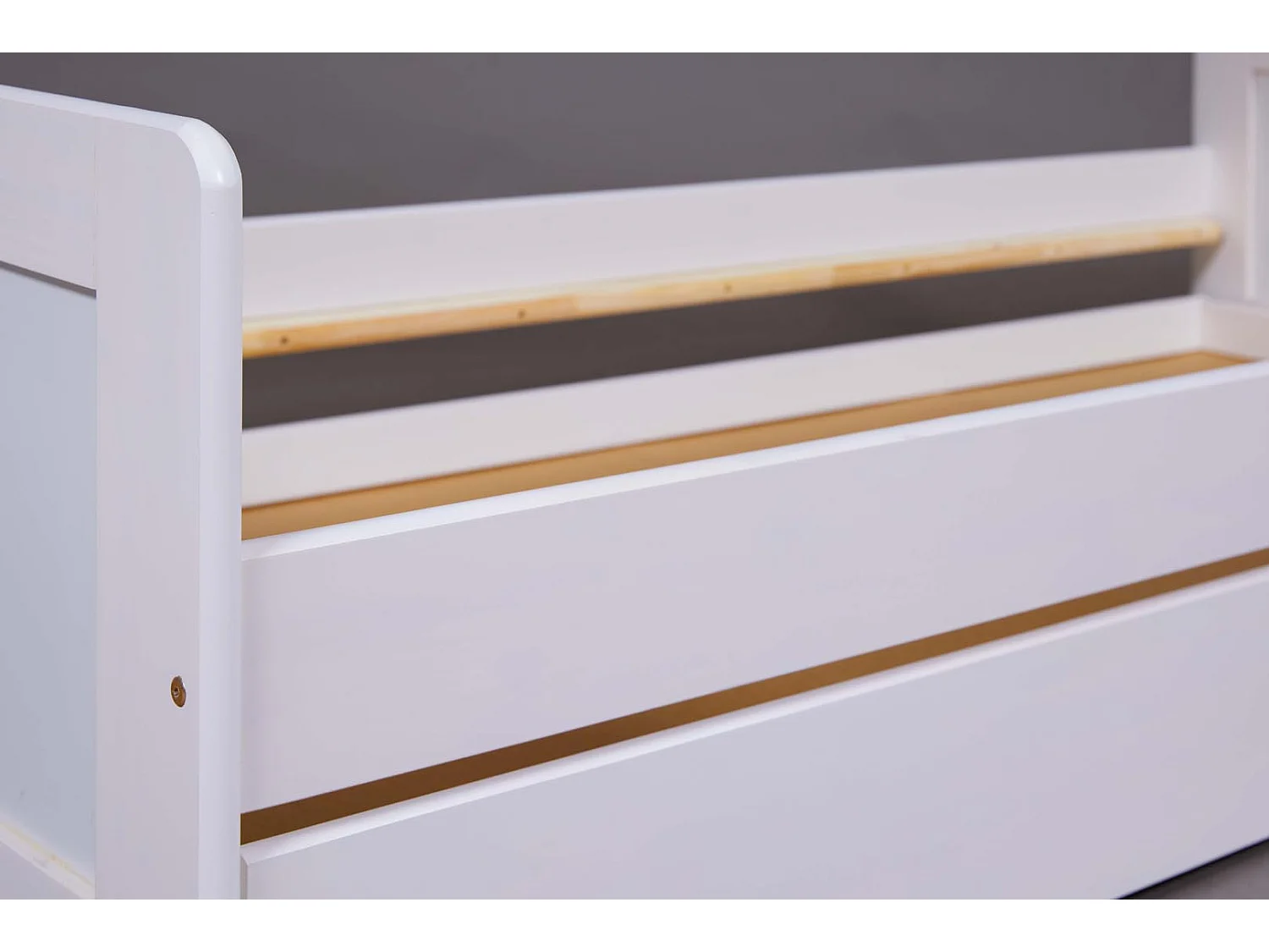 Surf Bett 90x200cm mit 1 ausziehbares Bett weiß.